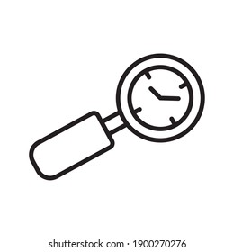 time clock watch in magnifying glass line style icon vector illustration design