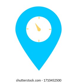 Time, clock, watch map pin icon. Concept of UI design elements. Digital countdown app, user interface kit, mobile clock interface. 