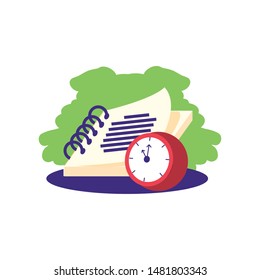 time clock watch with notebook school supply