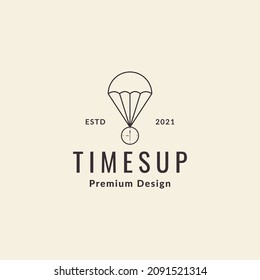 reloj de tiempo con vector de diseño de logotipo de paracaídas