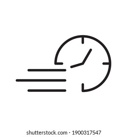time clock watch with speed lines line style icon vector illustration design