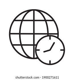 time clock watch with sphere planet line style icon vector illustration design