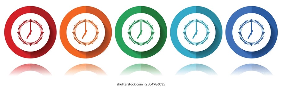 Time, clock, watch vector icons, flat icon set for logo design, webdesign and mobile applications, colorful web button collection in eps 10