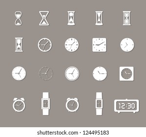 time and clock web icons set