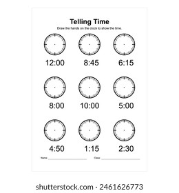 Time and Clock Worksheets. Math Worksheets: Telling Time. Analog Time Worksheets for Kids