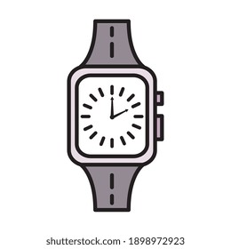 time clock wristwatch line and fill style icon vector illustration design