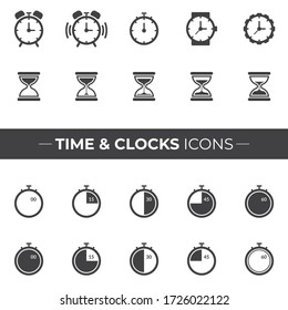 Iconos de tiempo y bloqueos que se pueden usar en sus sitios web, volantes, afiches o en sus infografías.