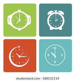 time clocks over white background vector illustration