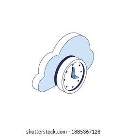 Time cloud. Vector 3d line isometric, color web icons, new flat style. Creative illustration, idea for infographics.