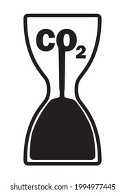 The time of CO2 is running out. The end of CO2. CO2 in an hourglass coming to an end.