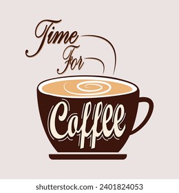 Time for coffee design with a cup.typography vector design.