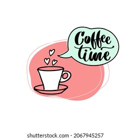 Time for coffee. Doodle style icon