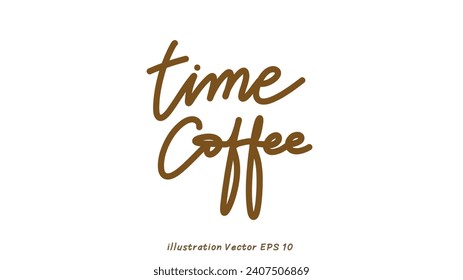 Grabado de la mano del café de tiempo sobre fondo blanco , Diseño plano moderno , ilustración Vector EPS 10