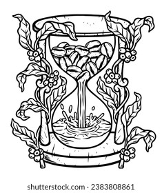 It's time for coffee line illustration