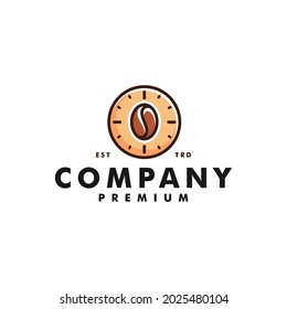 Time coffee logo design watch icon logotype vector