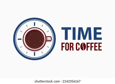 Time For Coffee Logo Or Symbol For Coffee Shop. Coffee Room Sign.