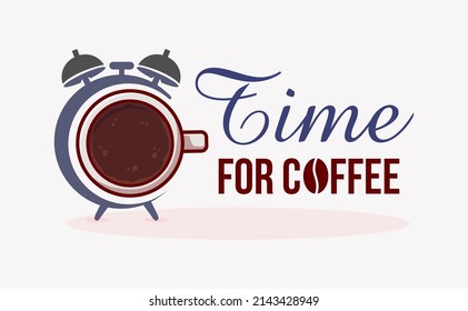 Time For Coffee Logo Or Symbol For Coffee Shop. Coffee Room Sign.