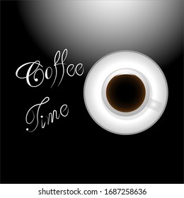 tiempo para el café en un fondo negro