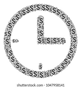 Time collage of american dollars. Vector dollar currency icons are organized into time collage.