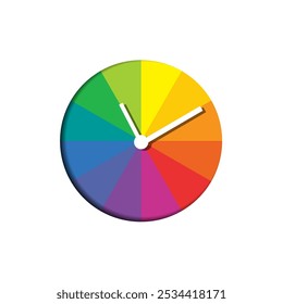 Time and color harmony, Color wheel. primary, secondary, tertiary colors background. 