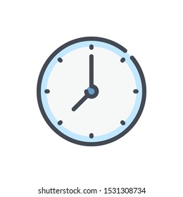 Time color line icon. Clock and watch vector outline colorful sign.