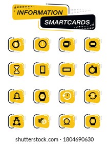 Time color vector icons on information smart cards for user interface design