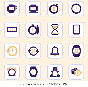Time color vector icons for user interface design