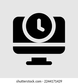 Time computer icon in solid style, use for website mobile app presentation