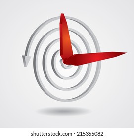 Time concept, abstract clock awith pointer and spiral
