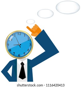 Time concept design, clock on the businessman's head.