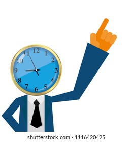 Time concept design, clock on the businessman's head.