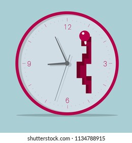 Time concept design, combination of gearbox and clock.The background is blue.