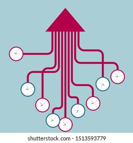 Time concept design. Isolated on blue background.