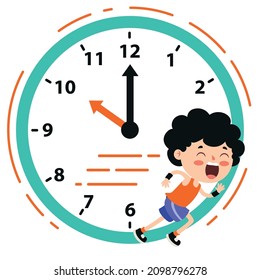 Time Concept Drawing With Flat Objects