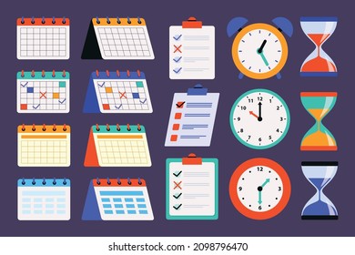 Time Concept Drawing With Flat Objects