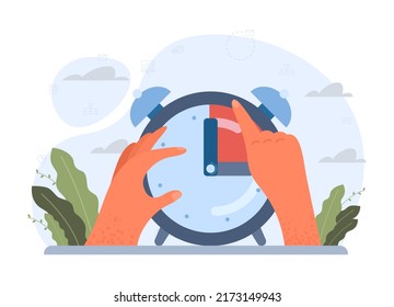 Time concept. Time flow, hour glass, watch or timer measuring and counting time. Countdown concept.. Efficiency and productivity idea. Flat vector illustration