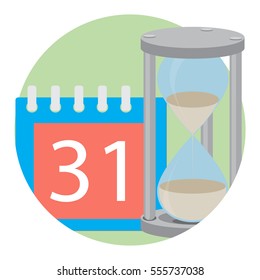 Time concept icon vector. Hourglass and calendar illustration