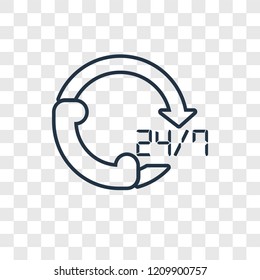Time concept vector linear icon isolated on transparent background, Time concept transparency concept in outline style