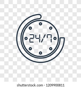 Time concept vector linear icon isolated on transparent background, Time concept transparency concept in outline style