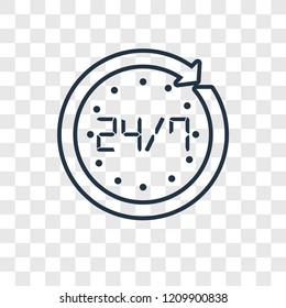 Time concept vector linear icon isolated on transparent background, Time concept transparency concept in outline style