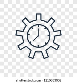 Time concept vector linear icon isolated on transparent background, Time concept transparency concept in outline style