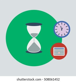 Time concept - watch and sand clock, calendar