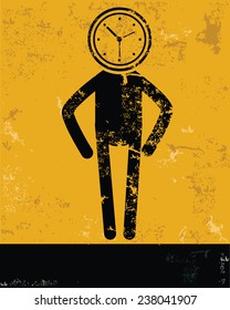 Time concept,human resource design on yellow background,grunge vector