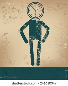 Time concept,human resource design on old background,grunge vector