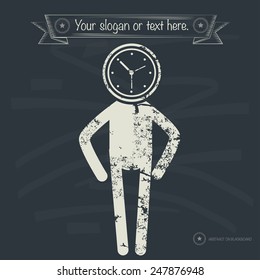 Time concept,human resource design on old background,grunge vector