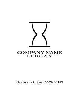 Time conceptual stylized icon. Old-fashioned hourglass black, stylish clock pictogram.