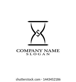 Time conceptual stylized icon. Old-fashioned hourglass black, stylish clock pictogram.