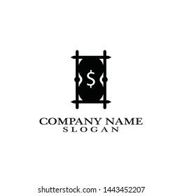 Time conceptual stylized icon. Old-fashioned hourglass black, stylish clock pictogram.