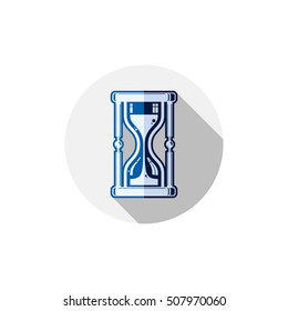 Time conceptual stylized icon. Old-fashioned hourglass isolated on white, stylish clock pictogram.
