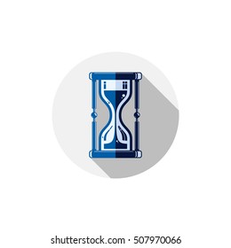 Time conceptual stylized icon. Old-fashioned hourglass isolated on white, stylish clock pictogram.